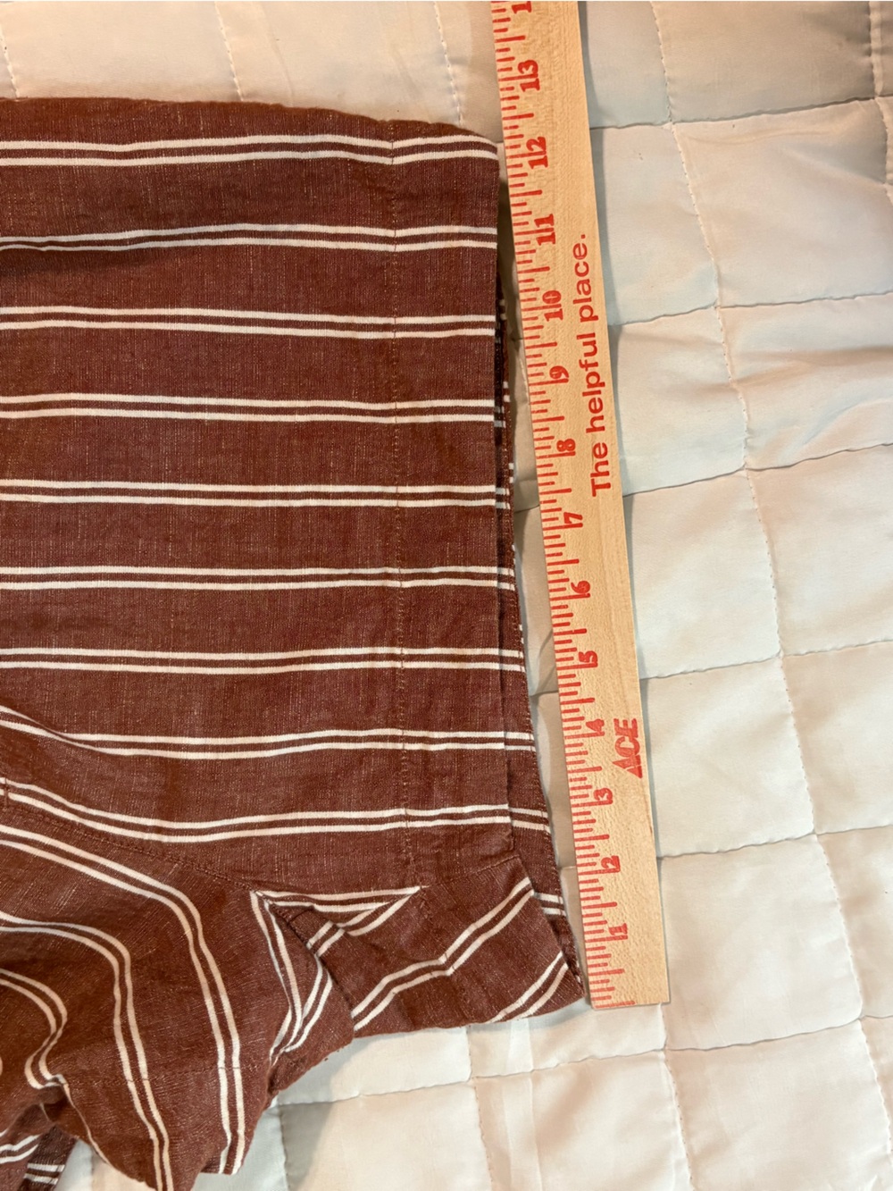 Pact Brown and White Striped Sleeveless Linen-Blend Shorts med and top is small - Picture 16 of 16